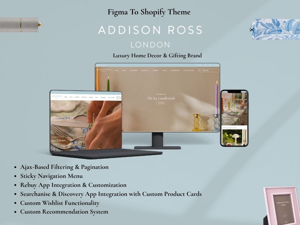 Addison Ross Shopify storefront interface