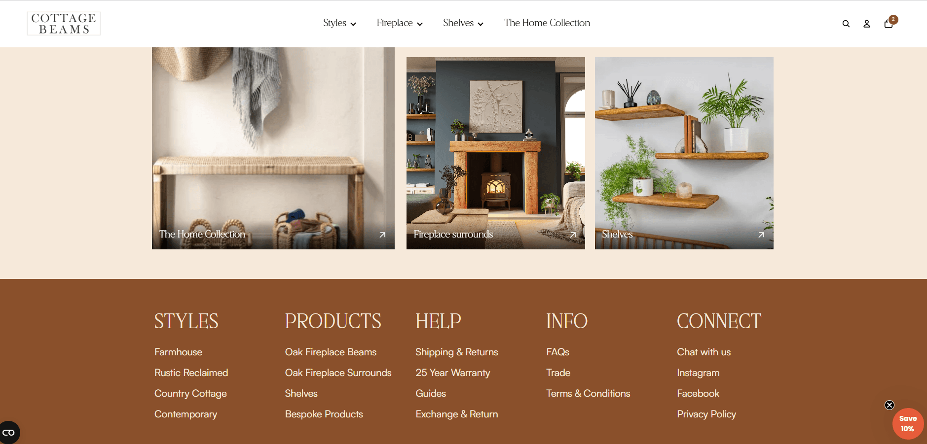 Cottage Beams final Shopify storefront showcase